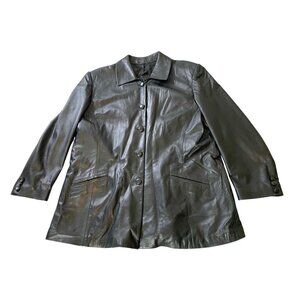 Genuine Leather Black Trench Coat By Casa Lopez Buenos Aires XXL